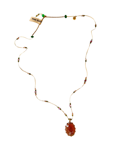 Honey Quartz Tibetan Necklace