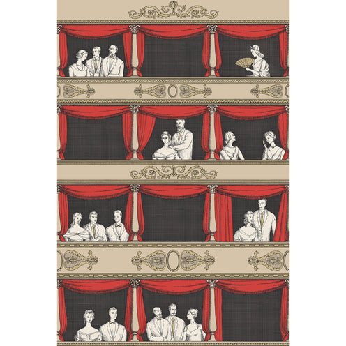 FORNASETTI <br/> Teatro Wallpaper - Linen/Rouge <br/> PRE-ORDER