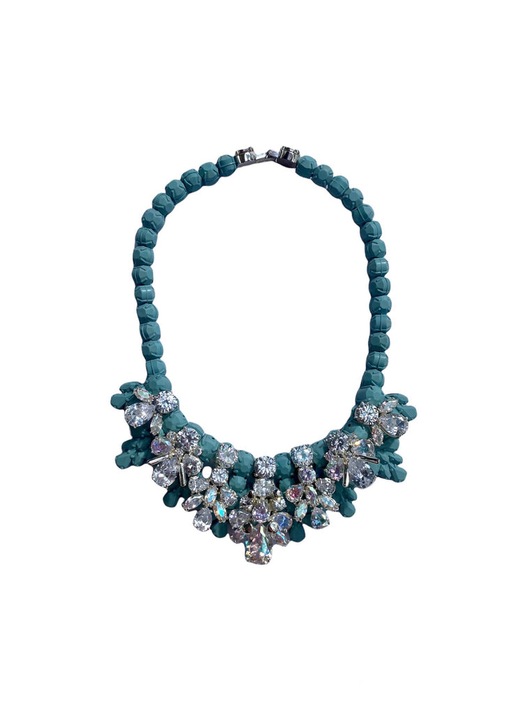 EK THONGPRASERT- Turquoise silicone necklace with swarovski crystals
